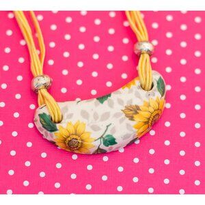 Vintage Sunflower Stone Choker Necklace 16 inch - P22